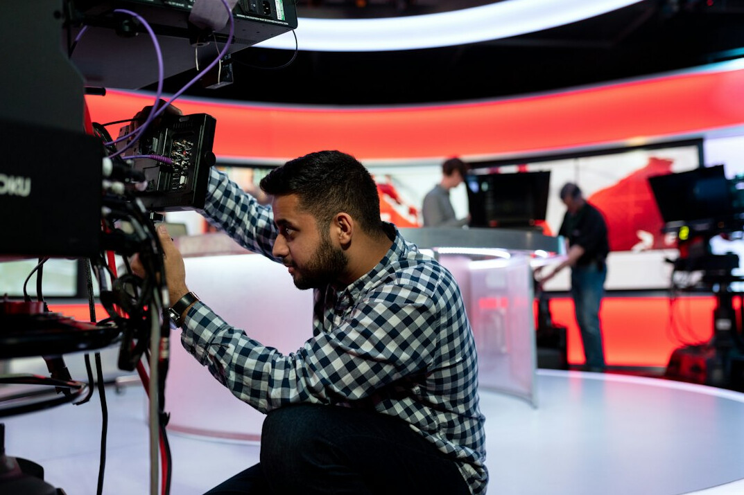 modern tv news studio